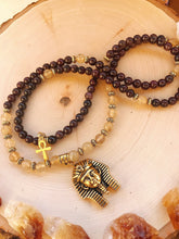 Load image into Gallery viewer, Garnet & Citrine Mala Beads with Egyptian Pharaoh
