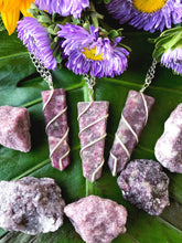 Load image into Gallery viewer, Lepidolite Flat Point Crystal Silver Necklace