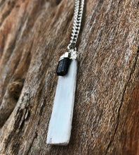 Load image into Gallery viewer, Selenite & Black Tourmaline Silver Crystal Necklace