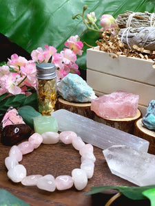 Self Love Crystal Kit | Mother’s Day Gift, Birthday Gift For Her, Mom, Wife | Crystals for Love, Sage Gift Set, Meditation Altar, Mayan Rose