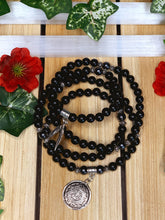 Load image into Gallery viewer, Obsidian & Hematite Mala Beads w/ Mayan Calendar