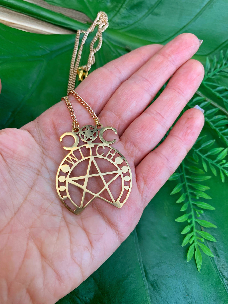 Witch & Triple Moon Gold Necklace – Mayan Rose