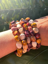 Load image into Gallery viewer, Mookaite Jasper Bracelet, Tumbled Crystal Beaded Stretch Bracelet, Natural Polished Handmade Gemstone Beads, One Size, Premium High Quality