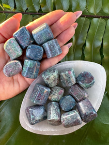 RUBY in BLUE KYANITE (Premium Grade A Natural) Tumbled Polished Crystals Stone Gemstone Crystal for Healing, Yoga, Meditation, Reiki, Wicca,