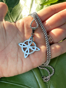 Celtic Symbol Bowen Knot Silver Necklace, Lover’s Knot, Bowen Cross, Celtic Knot Variation, Sacred Geometry, Love Pendant for Girlfriend