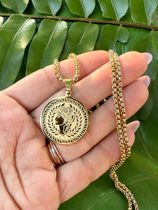 Greek Goddess Gold Coin Necklace, Ancient Greece, Roman Coin Jewelry Pendant | Includes Free Gift Box