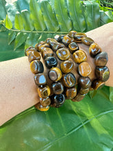 Load image into Gallery viewer, Tiger Eye Bracelet, Tumbled Crystal Beaded Stretch Bracelet, Natural Polished Handmade Gemstone Beads, One Size, Premium High Quality