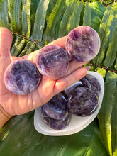 Load image into Gallery viewer, AMETHYST PALMSTONE 2 in., Purple Crystal Natural Tumbled Polished Gemstone, For Energy Healing, Meditation Altar, Reiki, Wicca, Metaphysical