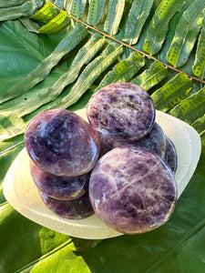 AMETHYST PALMSTONE 2 in., Purple Crystal Natural Tumbled Polished Gemstone, For Energy Healing, Meditation Altar, Reiki, Wicca, Metaphysical