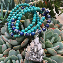 Load image into Gallery viewer, Lapis Lazuli &amp; Turquoise Howlite Mala Beads w/ Ganesh