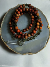 Load image into Gallery viewer, Labradorite & Redwood Mala Beads w/ Clear Quartz Pendant