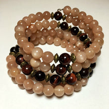 Load image into Gallery viewer, Sunstone & Red Tiger Eye 108 Bead Mala Bracelet