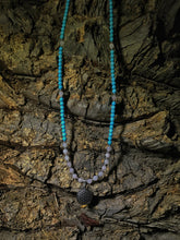 Load image into Gallery viewer, Rose Quartz & Turquoise Howlite Mala Beads w/ Flower of Life