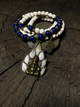 Load image into Gallery viewer, Lapis Lazuli & White Howlite 108 Mala Beads w/ Ganesh