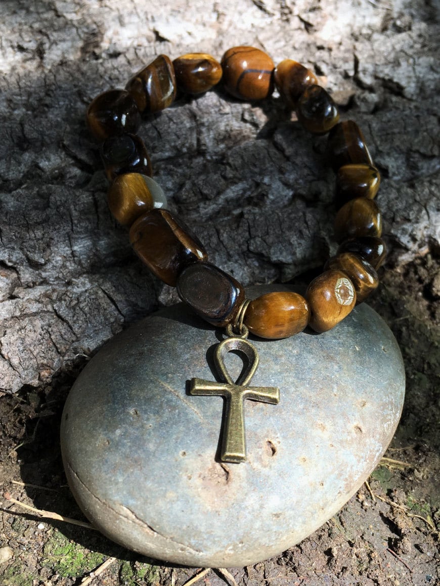 Tiger Eye Ankh Bracelet – Mayan Rose - Main Image