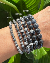 Load image into Gallery viewer, Snowflake Obsidian Bracelet - 4mm, 6mm &amp; 8mm