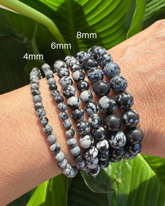 Snowflake Obsidian Bracelet - 4mm, 6mm & 8mm