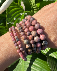 Rhodonite Bracelet - 4mm, 6mm & 8mm