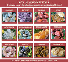 Load image into Gallery viewer, 6 for 12 Rough Crystals, Custom Crystal Collection, Raw Gemstone Gift Set, Beginner Crystal Kit, Wholesale Crystals, Natural Rough Stones