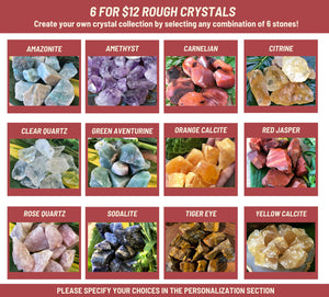 6 for 12 Rough Crystals, Custom Crystal Collection, Raw Gemstone Gift Set, Beginner Crystal Kit, Wholesale Crystals, Natural Rough Stones