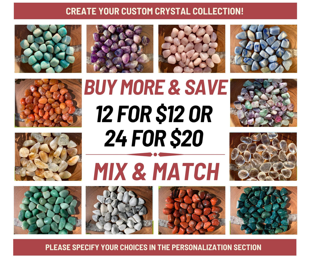 12 for 12 Tumbled Stones, Make your own Custom Crystal Collection, Polished Gemstone Gift Set, Beginner Crystal Kit, Bulk Crystals