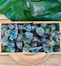 Load image into Gallery viewer, Wholesale Fluorite Crystals, Bulk Rough Crystal Lot by Ounces or Pound, Natural Purple Green Rainbow Fluorite Gemstones. 4oz, 8oz, 1lb, 2lbs