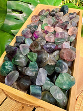 Load image into Gallery viewer, Wholesale Tumbled Fluorite by the Pound, Bulk Polished Rainbow Fluorite, Green &amp; Purple Fluorite