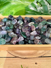 Load image into Gallery viewer, Wholesale Tumbled Fluorite by the Pound, Bulk Polished Rainbow Fluorite, Green &amp; Purple Fluorite