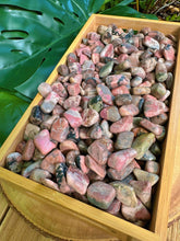 Load image into Gallery viewer, Wholesale Tumbled Rhodonite by the Pound, Bulk Lot of Polished Rhodonite, Pink &amp; Black Crystals