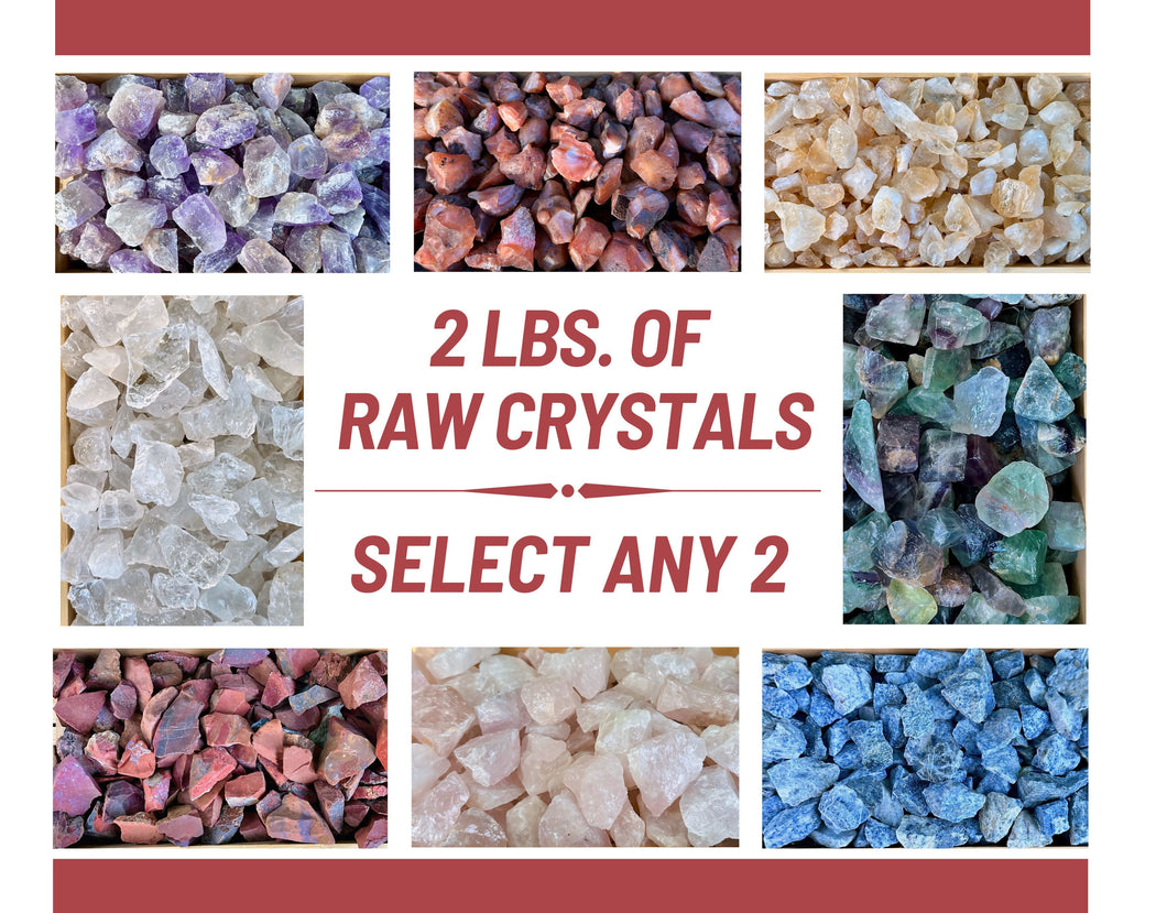 2 lbs of Raw Crystals, Wholesale Rough Gemstones, Amethyst, Carnelian, Citrine, Clear Quartz, Fluorite, Green Aventurine, Red Jasper, Rose Quartz, Sodalite