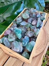 Load image into Gallery viewer, Wholesale Fluorite Crystals, Bulk Rough Crystal Lot by Ounces or Pound, Natural Purple Green Rainbow Fluorite Gemstones. 4oz, 8oz, 1lb, 2lbs