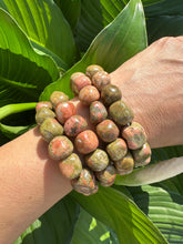 Load image into Gallery viewer, Unakite Bracelet, Green Tumbled Stretch Bracelet, Natural Crystal Bead Bracelet, Polished Gemstone Bracelet, Premium Quality, Bulk Wholesale