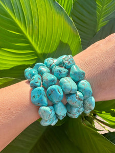 Turquoise Howlite Bracelet, Tumbled Howlite Stretch Bracelet, Natural Crystal Bead Bracelet, Polished Gemstone Bracelet, Wholesale Bulk