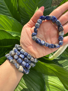 Sodalite Bracelet, Tumbled Sodalite Stretch Bracelet, Natural Crystal Bead Bracelet, Polished Gemstone Bracelet, Premium Quality, Wholesale