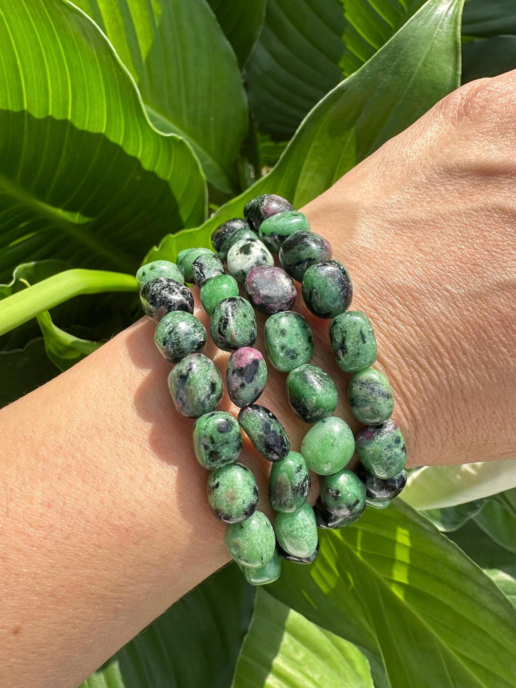 Ruby Zoisite Bracelet, Tumbled Stretch Bracelet, Natural Crystal Bead Bracelet, Polished Gemstone Bracelet, Premium Quality Stone, Wholesale