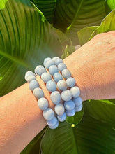 Load image into Gallery viewer, Angelite Bracelet, Tumbled Angelite Stretch Bracelet, Natural Crystal Bead Bracelet, Polished Gemstone Blue Bracelet, Premium Quality Stone