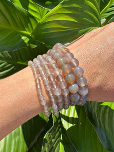 Grey Agate Crystal Bracelet, 4mm, 6mm, 8mm Bead Stretch Bracelets, Premium Natural Gemstone Jewelry, Premium Grade Stone, Wholesale Bulk