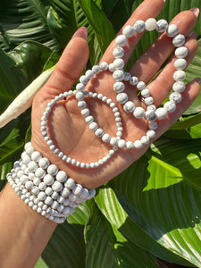 Howlite Bracelet, 4mm, 6mm, 8mm Bead Stretch Bracelets, Premium Natural Gemstone Jewelry, Premium Grade White Crystal Bracelet, Bulk Option