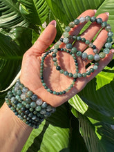 Load image into Gallery viewer, Moss Agate Crystal Bracelet, 4mm, 6mm, 8mm Bead Stretch Bracelets, Premium Natural Gemstone Jewelry, Green Agate Bracelet, Wholesale Bulk