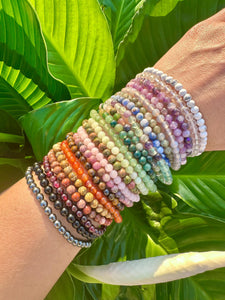 Dainty Crystal Bracelets, 4mm Mini Bead Stretch Bracelet - Choose from 25 Varieties, Premium Grade Natural Gemstone Crystal Bracelet