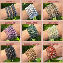 Load image into Gallery viewer, Premium Crystal Bracelets, 8mm Bead Stretch Bracelet - 24 Gemstone Varieties, 100% Natural Gemstone Crystal Beaded Bracelets