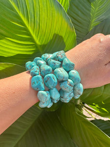 Turquoise Howlite Bracelet, Tumbled Howlite Stretch Bracelet, Natural Crystal Bead Bracelet, Polished Gemstone Bracelet, Wholesale Bulk