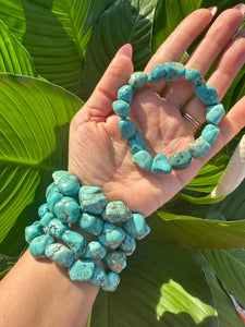 Turquoise Howlite Bracelet, Tumbled Howlite Stretch Bracelet, Natural Crystal Bead Bracelet, Polished Gemstone Bracelet, Wholesale Bulk