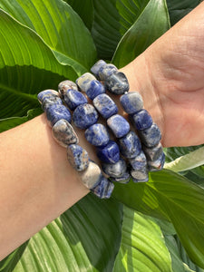 Sodalite Bracelet, Tumbled Sodalite Stretch Bracelet, Natural Crystal Bead Bracelet, Polished Gemstone Bracelet, Premium Quality, Wholesale