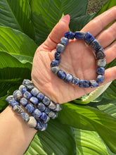 Load image into Gallery viewer, Sodalite Bracelet, Tumbled Sodalite Stretch Bracelet, Natural Crystal Bead Bracelet, Polished Gemstone Bracelet, Premium Quality, Wholesale