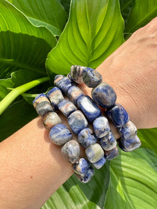 Sodalite Bracelet, Tumbled Sodalite Stretch Bracelet, Natural Crystal Bead Bracelet, Polished Gemstone Bracelet, Premium Quality, Wholesale