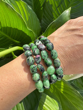 Load image into Gallery viewer, Ruby Zoisite Bracelet, Tumbled Stretch Bracelet, Natural Crystal Bead Bracelet, Polished Gemstone Bracelet, Premium Quality Stone, Wholesale