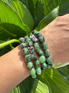 Ruby Zoisite Bracelet, Tumbled Stretch Bracelet, Natural Crystal Bead Bracelet, Polished Gemstone Bracelet, Premium Quality Stone, Wholesale