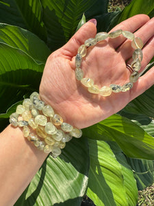 Prehnite Bracelet, Tumbled Stretch Bracelet, Natural Crystal Prehnite Bead Bracelet, Polished Gemstone Bracelet, Premium Stone, Wholesale