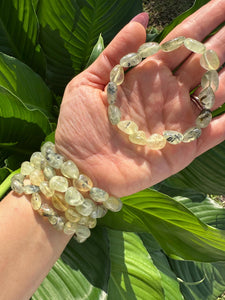 Prehnite Bracelet, Tumbled Stretch Bracelet, Natural Crystal Prehnite Bead Bracelet, Polished Gemstone Bracelet, Premium Stone, Wholesale